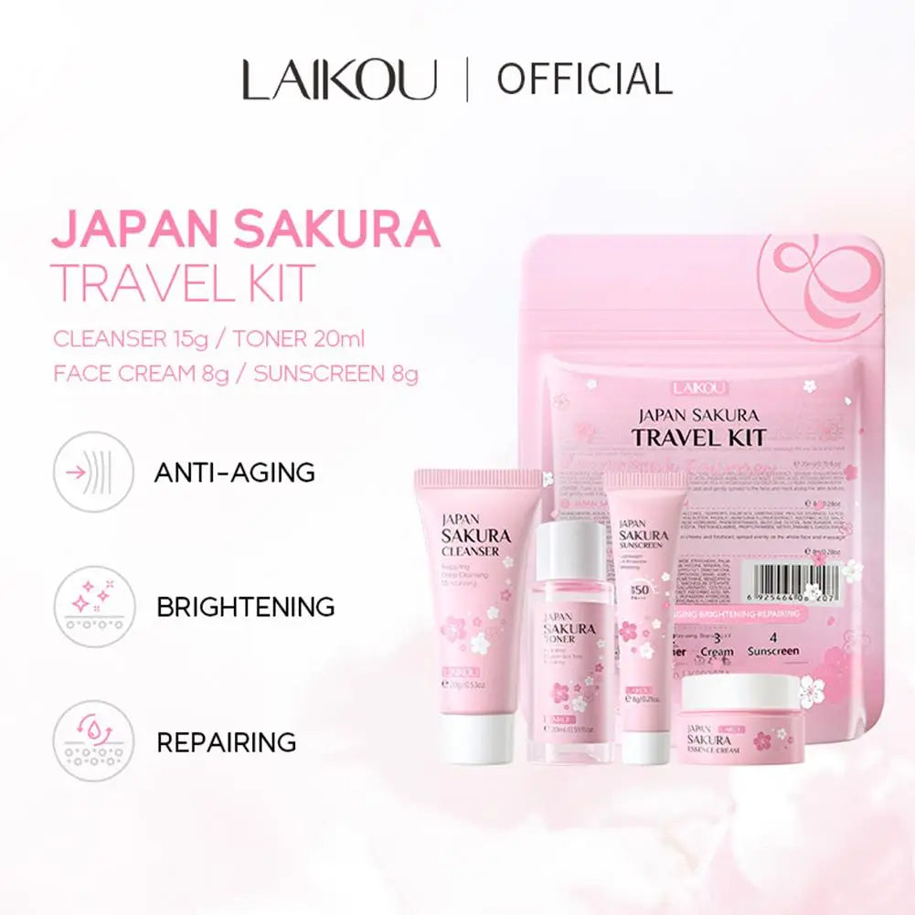 Sakura Skincare Set – Cleanser, Serum, Eye Cream & Essence