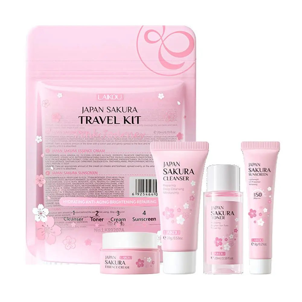 Sakura Skincare Set – Cleanser, Serum, Eye Cream & Essence