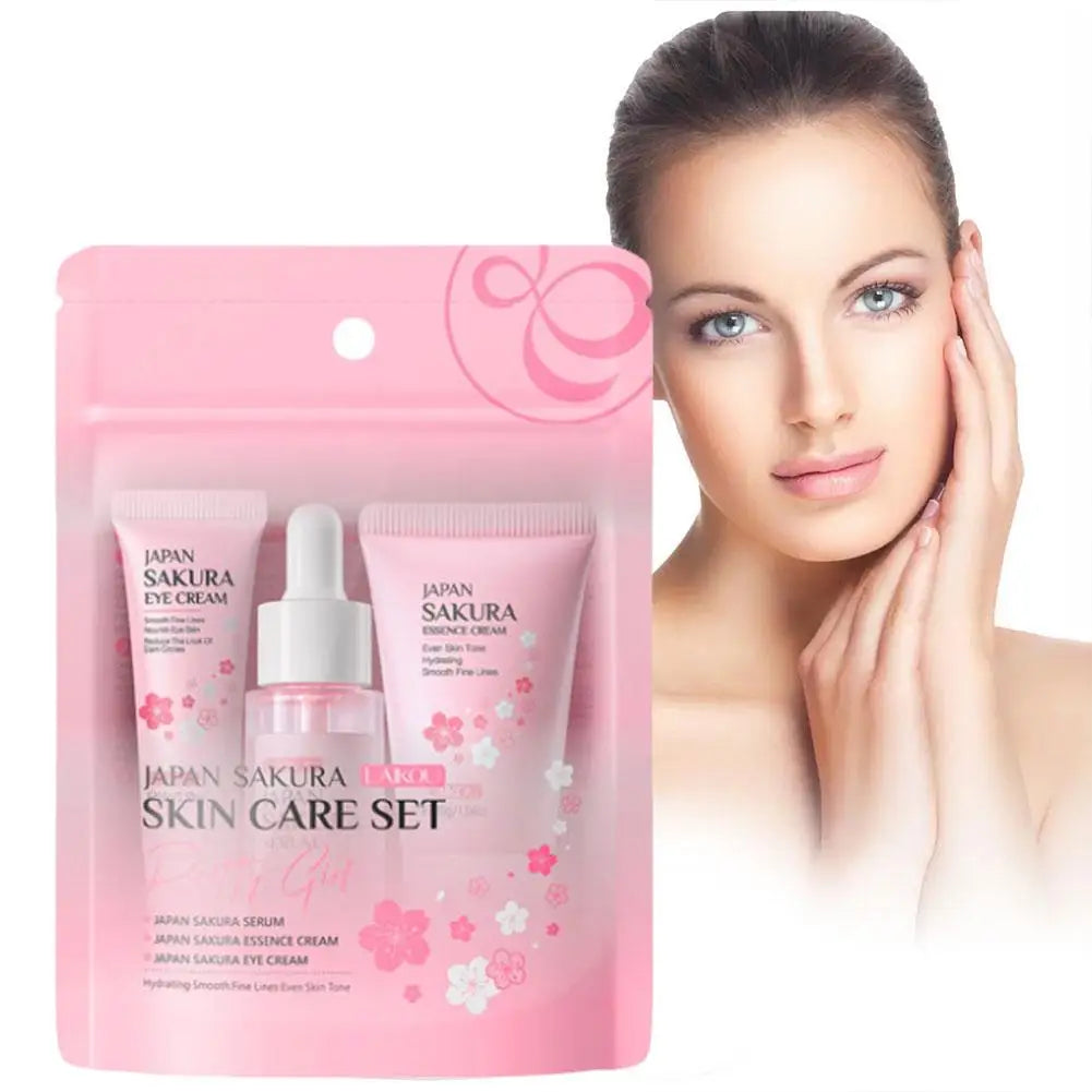 Sakura Skincare Set – Cleanser, Serum, Eye Cream & Essence